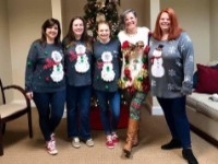 Legacy girls in our ugly Christmas sweaters
